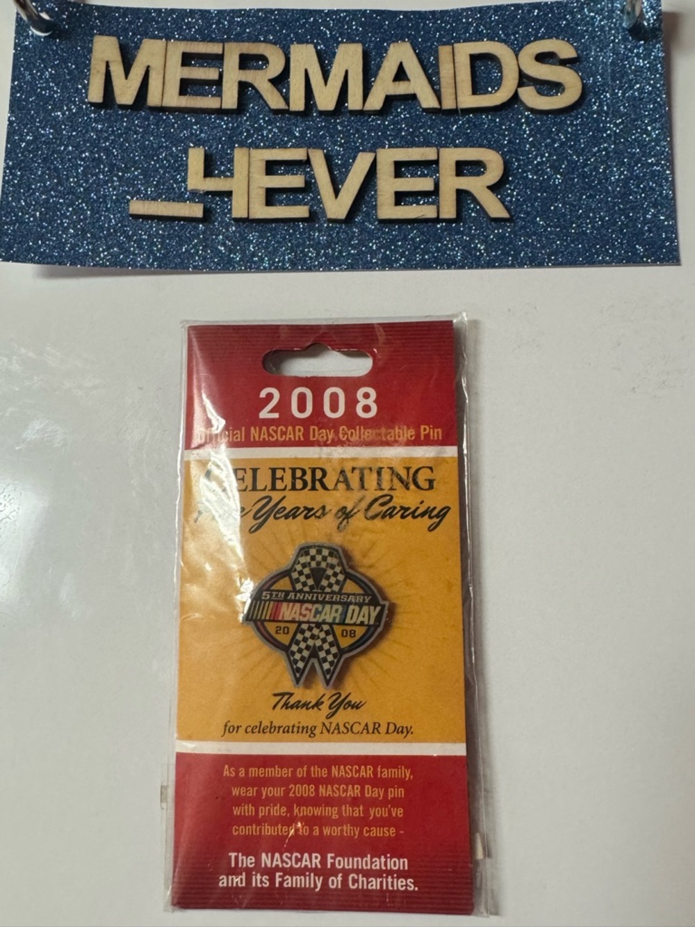 2008 NASCAR Day 5th Anniversary Collectible Pin Sealed Five Years of Caring